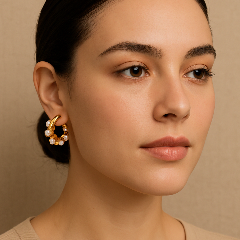 Elegant Pearl Twist Hoop Earrings – Anti-Tarnish | Gajananda Fashion